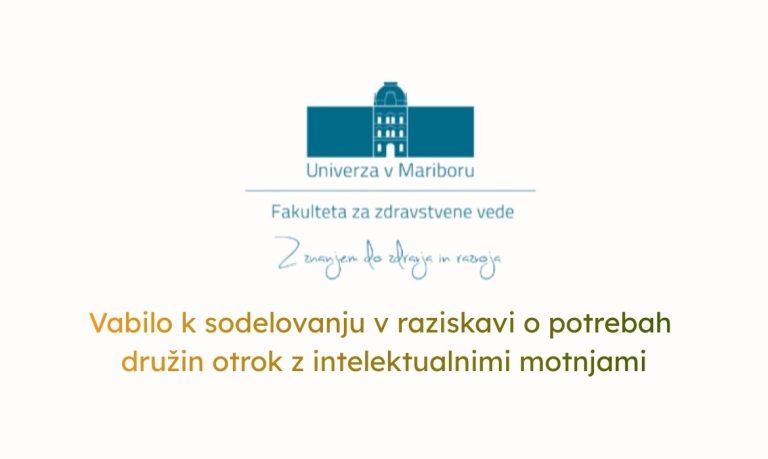 Vabilo k sodelovanju v raziskavi o potrebah družin otrok z intelektualnimi motnjami