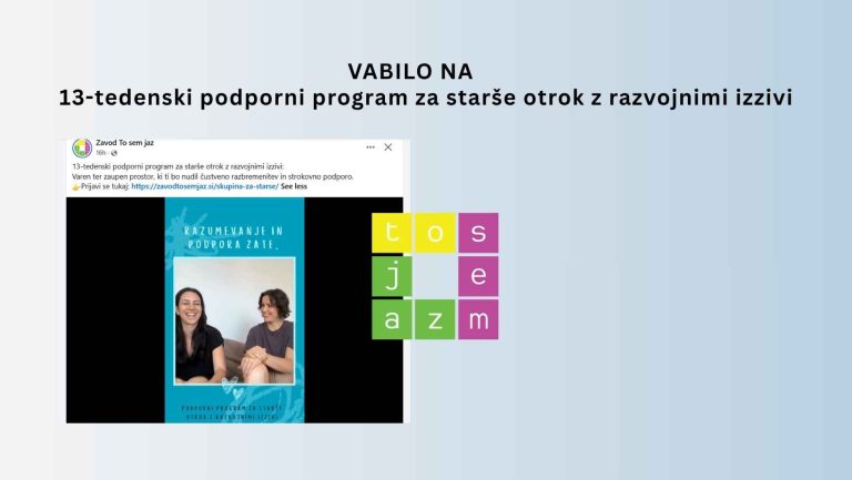 13-tedenski podporni program za starše otrok z razvojnimi izzivi