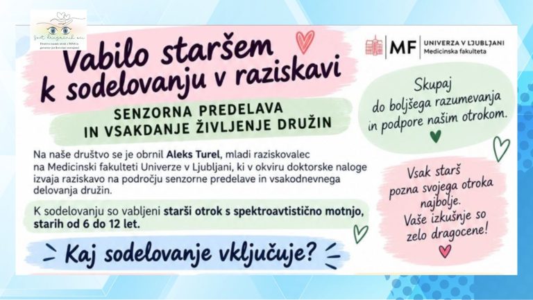 Vabilo k sodelovanju v raziskavi / Društvo mamic otrok z MAS in govorno-jezikovnimi motnjami